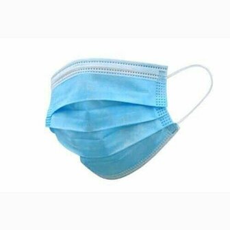Mondkapje blauw mondbeschermer 3 laags wegwerp 50 stuks