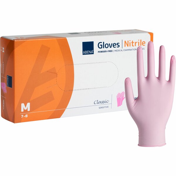 Nitril handschoen roze maat M