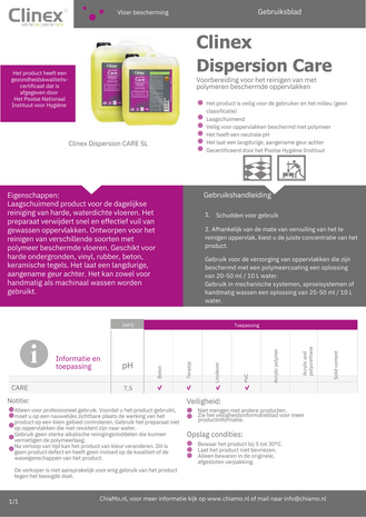 Clinex Dispersion Care – Reinigingsmiddel voor Vloeren met Polymeercoating