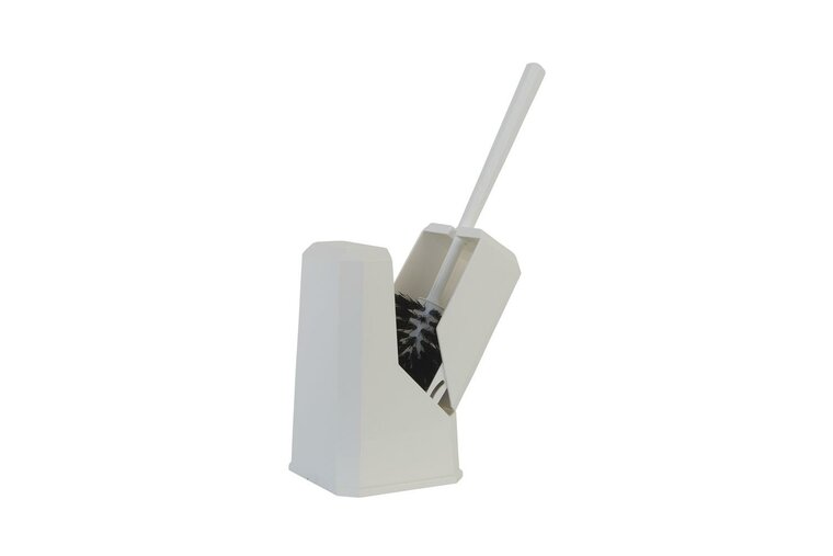 Toiletgarnituur ABS vierkant gesloten model wit borstel kop zwart