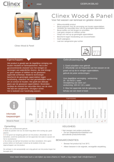 Laminaat en houten vloerreiniger Clinex Wood&amp;Panel 1 liter