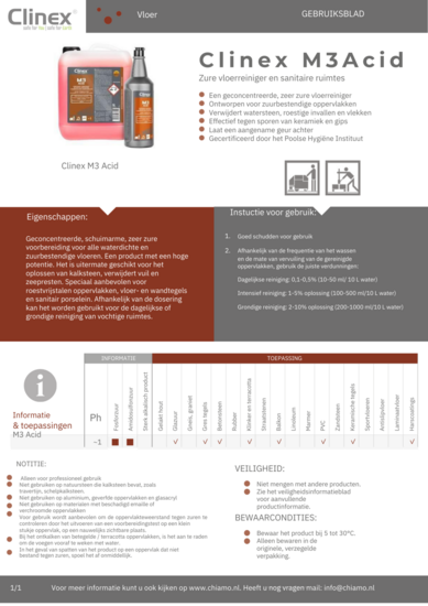 Sanitair vloerreiniger Clinex M3 Acid 5 liter