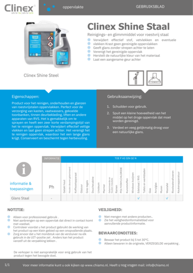RVS reiniging en glans Clinex Shine Steel 5 liter