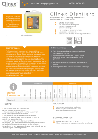 Horeca vaatwasmiddel Clinex DishHard voor hard water 10 liter