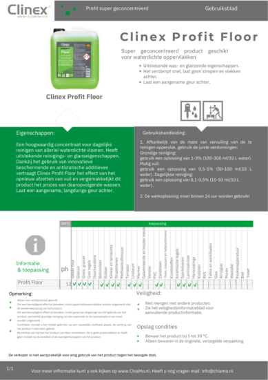 Vloerreiniger Clinex Profit Floor super geconcentreerd 5 liter