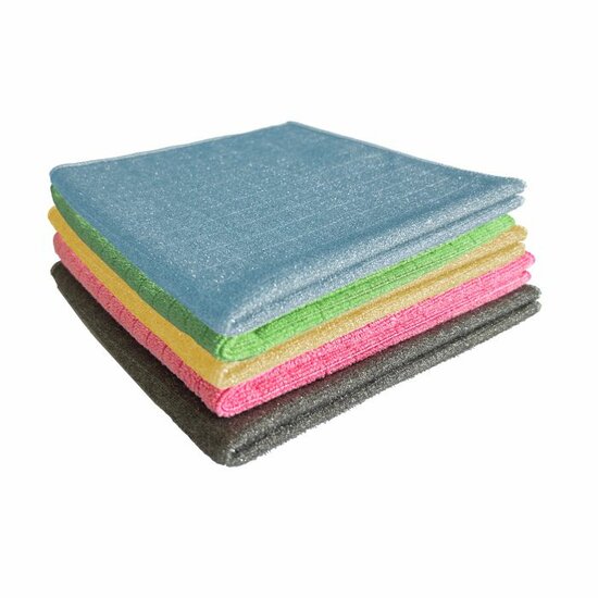 Scrub&amp;Clean 2in1 Microvezel en schuurdoek - Geel 40x40 cm