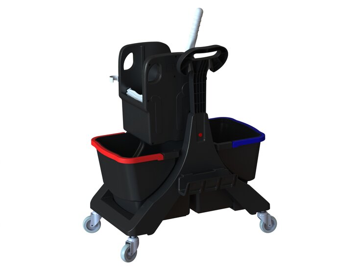 Dubbel mopwagen 2x20 liter Ecoblack 45 met opbergvak 