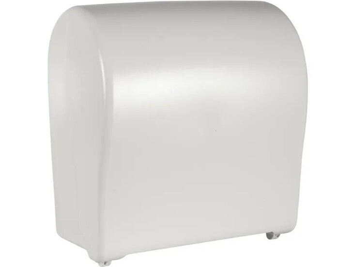 Handdoekrol dispenser wit voorkant