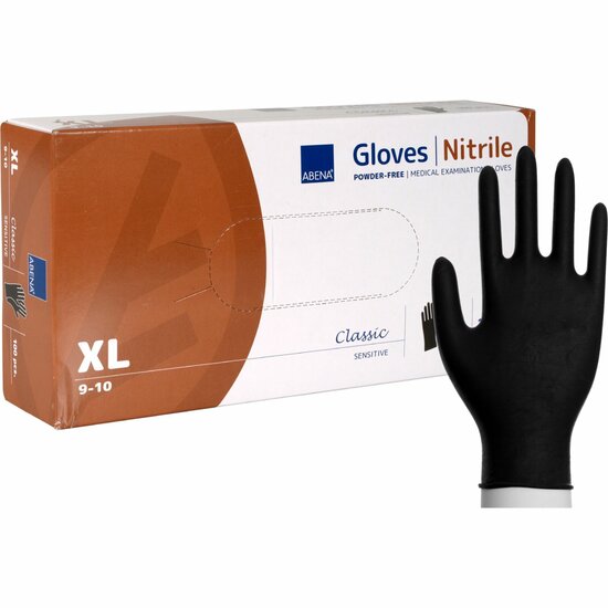 Classic handschoen nitril pdr.-vrij zwart XL