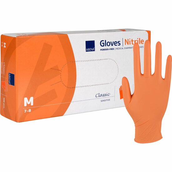 Oranje nitrile handschoenen maat M