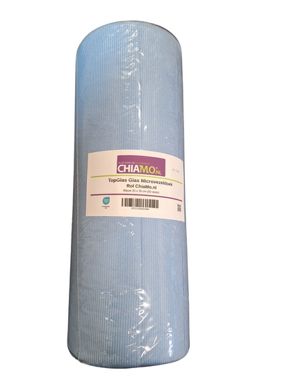 Topglas rol blauw met etiket