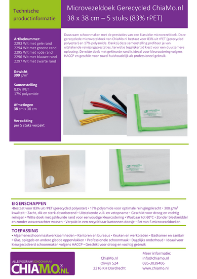 Handleiding 83% gerecycled microvezeldoek