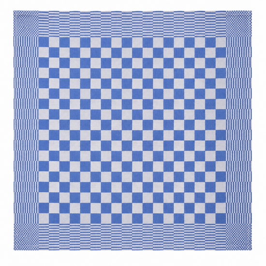 Theedoek geblokt blauw