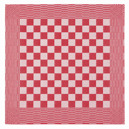 Theedoek geblokt rood 70x70 cm