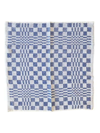 Blauwe keukendoek 50 x 50 cm blok patroon