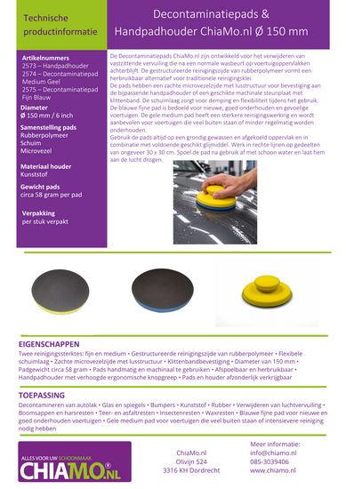 Gebruiksblad Decontiminatiepads en houder