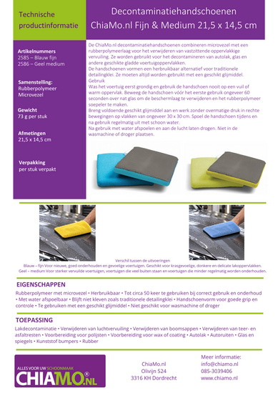 Gebruiksblad Decontaminatiehandschoen