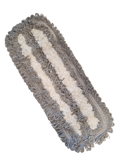 Microvezel-Katoen Vlakmop Betra Pocket en Flappen Grijs/Wit 40 x 13 cm