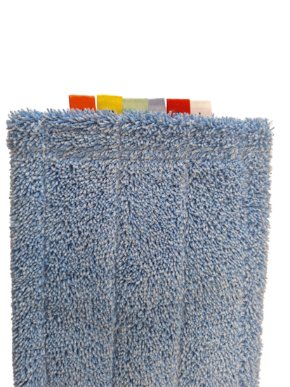 Microvezel Vlakmop ChiaMo.nl Pocket en Flappen Blauw 46 x 14 cm detail voorkant