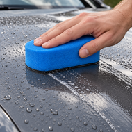 Decontaminatiespons Fijn Blauw in gebruik