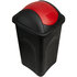 Afvalbak met swingdeksel 60 liter zwart kleur deksel rood