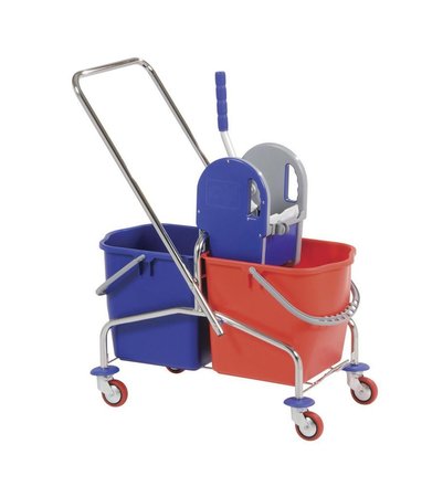 Mopwagen 2×25 liter chroom met pers