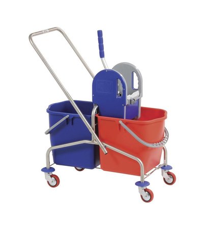Mopwagen met pers RVS 2x25 ltr