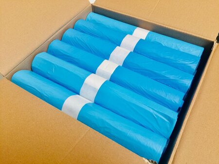 Afvalzakken 70×110 Blauw Recycled 20micron HDPE 120L 250 zakken