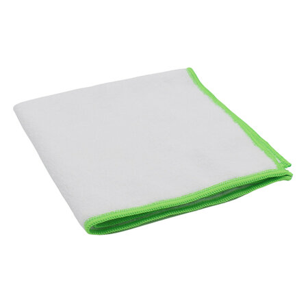 Microvezeldoek 38x38 cm gerecycled microvezel 5 stuks wit met groene rand