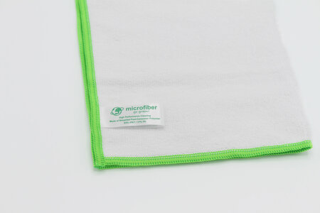 Microvezeldoek 38x38 cm gerecycled microvezel 5 stuks wit met groene rand
