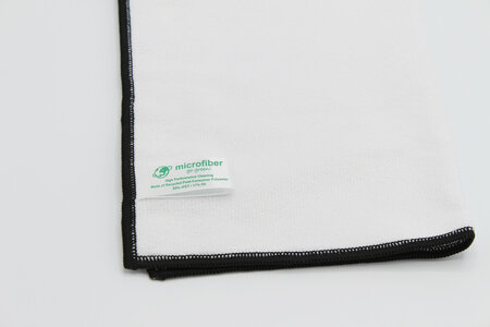 Microvezeldoek 38x38 cm gerecycled microvezel 5 stuks wit met zwarte rand