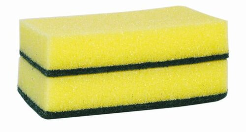 Schuurspons  ca. 140x90x28 mm set à 10 stuks geel/groen