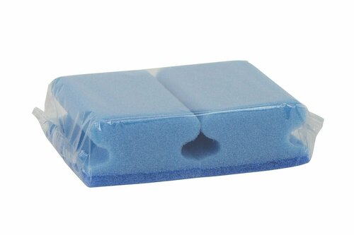Schuurspons zacht met greep ca. 95x70x30 mm set à 2 stuks blauw