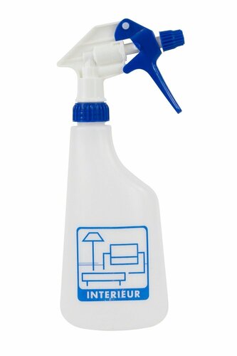Sprayflacon met sprayer, schaalverdeling en pictogram 600 ml interieur blauw