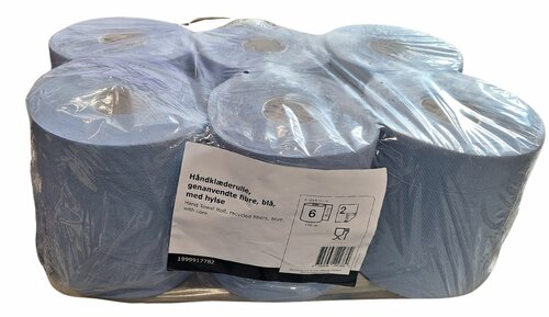 Abena Midi Handdoekrol – 2-laags – 150 meter – Blauw – Gerecycled papier – Met spiraalhuls