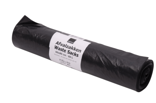 LDPE Vuilniszak – Grijs – 60 x 80 cm – T50 / 38 micron – 100% Gerecycled – 18 rollen per doos