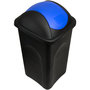 Afvalbak met swingdeksel 60 liter zwart kleur deksel blauw